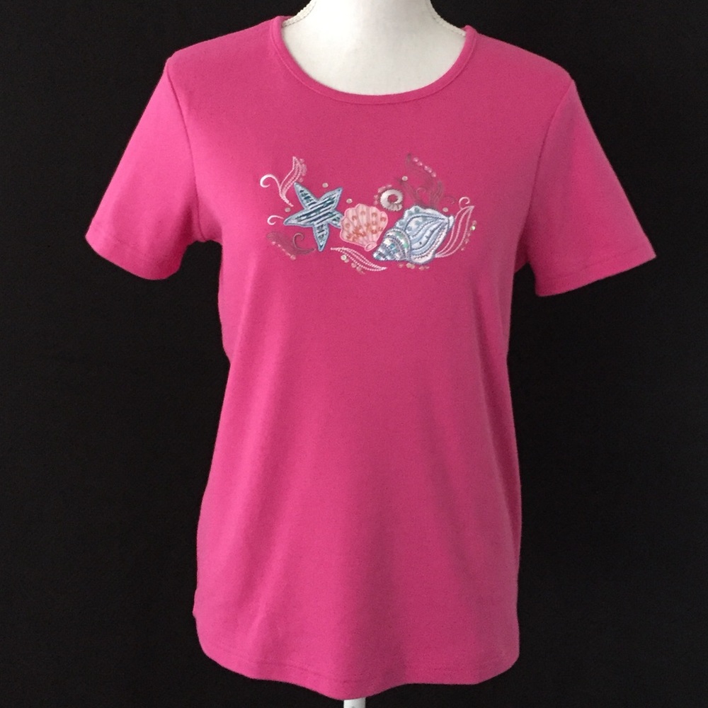 Bonnie Evans Pink seashell beaded top. NWOT.  Sz S